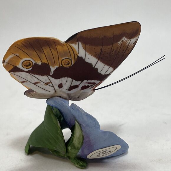 Franklin Mint Hargreaves Butterflies of the World Tufted Jungle King Blue Flower - Picture 11 of 11